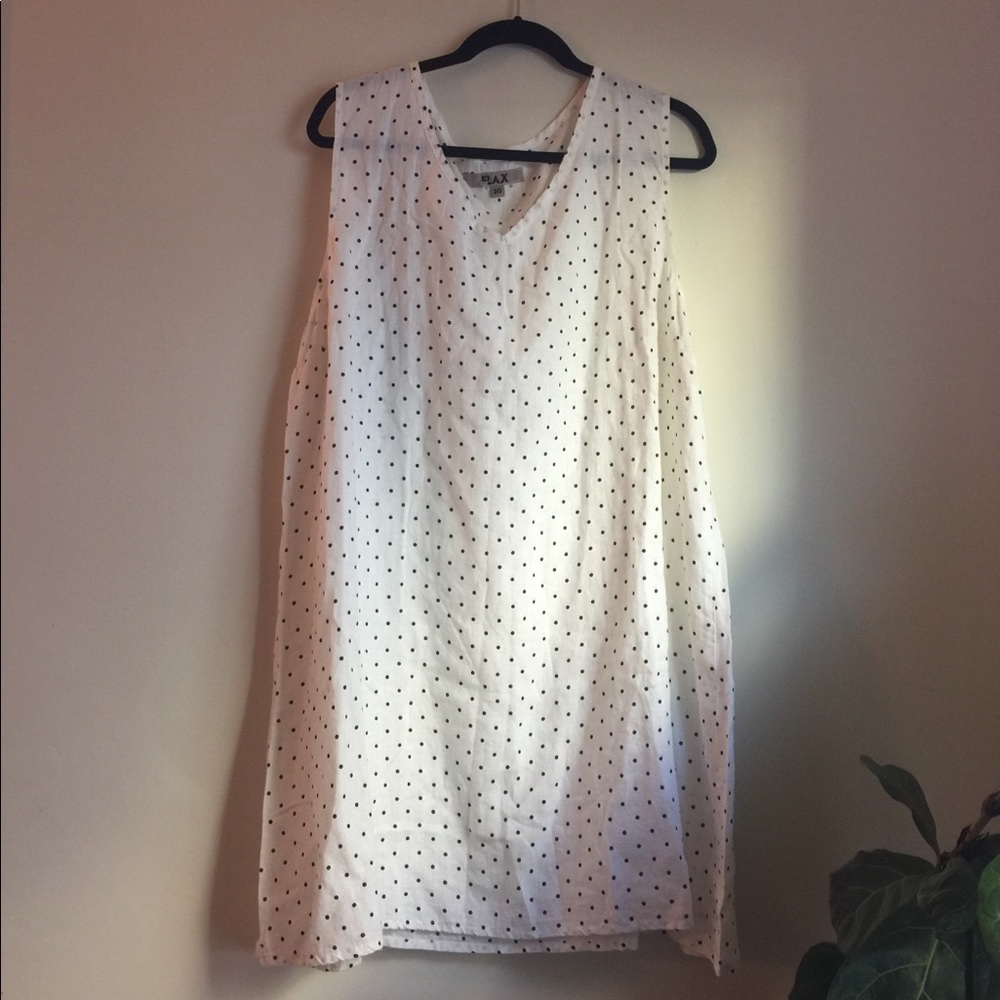 NWOT Flax white with black dots linen dress. XXL
